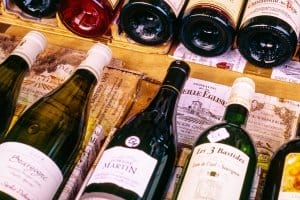 French wine bottles