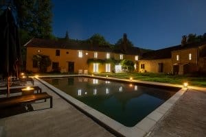 Stunning Dordogne gite swimming pool at night
