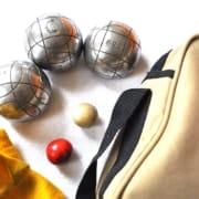 Boules and jack ready for petanque