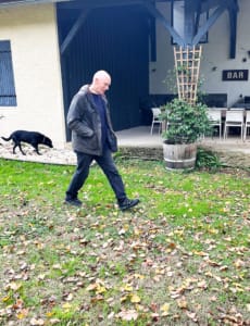 Peter measuring court Peter measuring out the new boulodrome