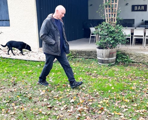 Peter measuring court Peter measuring out the new boulodrome