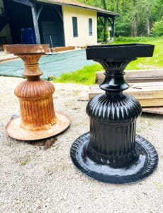 Restoring ornate urns for the gite garden