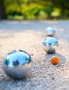Petanque balls and jack