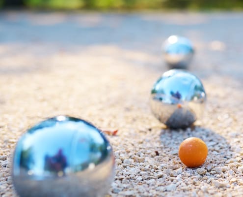 Petanque balls and jack Petanque balls and jack