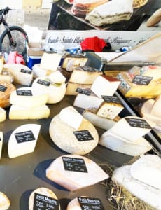 Cheese stall at Issigeac market