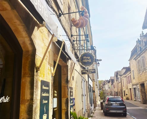 Outside the bakery Street view of the patisserie