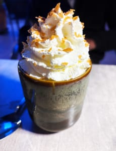 Beautiful creme dessert with spoon