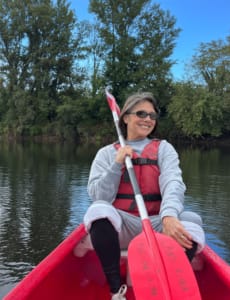 Canoeing on the river Dordogne race winner