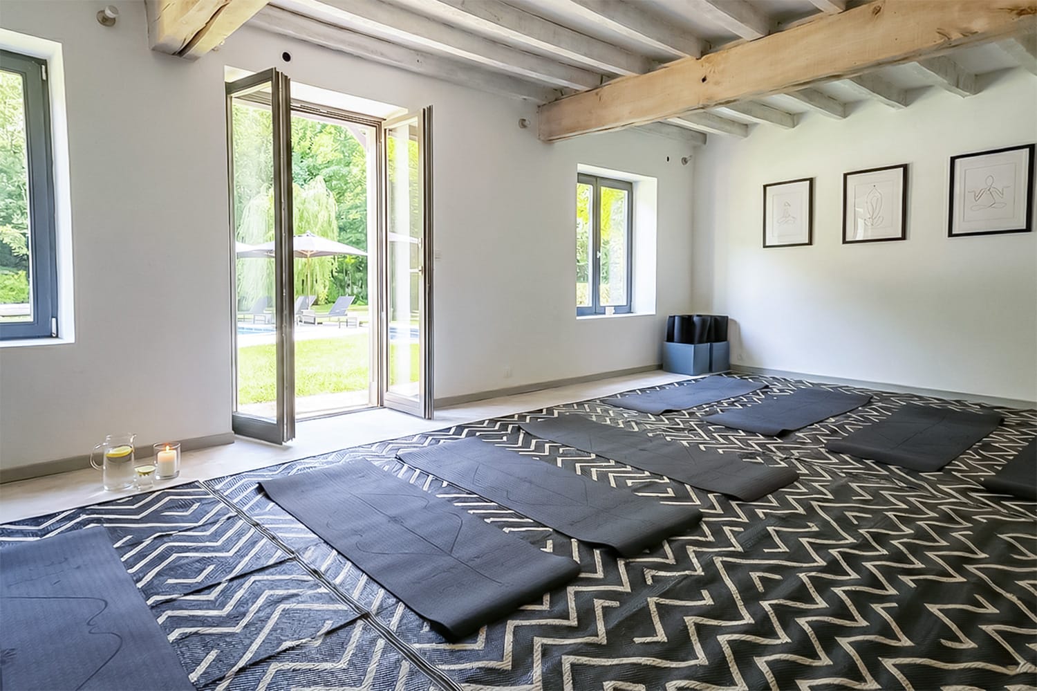 Wellness and yoga room Large yoga and events room at the Dordogne gite
